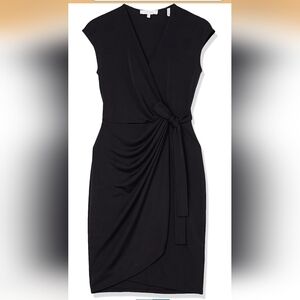 Lark & Ro Black Midi Wrap Dress
